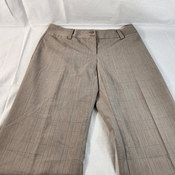 AB Studio Women's Professional Pants Size 4 Beige Plaid Straight Trousers Slacks - Picture 1 of 9